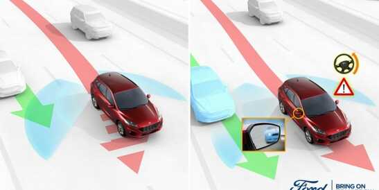 Cette nouvelle technologie permet au Ford Kuga d’éviter les accidents latéraux dus aux angles morts